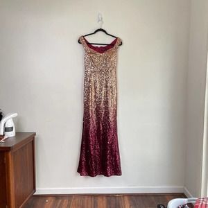 Ever Pretty Sequin Ombre Gold and Burgandy Gown